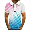 Polos masculinos 2021 Camisas de verão Men Manga curta Manga respirável Anti-pilão cor 3D Impresso para Hombre Tops