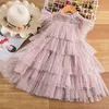 Niñas princesa malla capas pastel vestidos para niños lentejuelas elegante fiesta tutú graduación boda