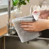 Cleaning Cloths Tea Towels for Kitchen Strong Bamboo Charcoal Dishcloth Microfiber Kitchen Towel Thickened Absorbent Non-stick Oil Rags Home Grey Scrub pads