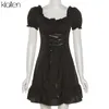 KLALIEN Fashion Elegant Bow White Female Mini Dress Summer Party Birthday Festival Cute Sexy French Romantic Silk Dres 220311