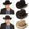 2021 Western Style Cowboy Hat för män Kvinnor Outdoor Wide Brim Faux Läder Svart Vit Rosa Sommarbredd Brim Beach Travel Cap G220301