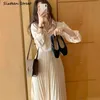 Morela Elegric Koszule Sukienka Kobieta Wysoka Talia Z Długim Rękawem Vestidos Odzież Chic Koreański Plisowane sukienki Kobiet Wiosna 210603