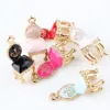 Mini-bestelling 20 stks Gold Tone Olie Drop Royal Chair Hanger Charms Emaille DIY Armband Ketting Telefoon Keten Sleutelhanger Drijvende Charme