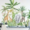 Зеленые наклейки на стену тропических лесов для гостиной спальня слон жираф животных наклейки на стеновые наклейки для детских комнат дома украшения росписью 210705