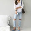 Blusa Feminina Vintage Solta Camisa Feminina Casual Workwear Office Lady Branco Suave Estilo OL Feminino Tops Blusas 220307