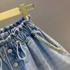 A-Line Denim Shorts fashionabla Sommar Korta Jeans Hög midja Slimming Loose Wide Leg Pants 210629