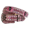 Wtern Cowboy Bling Rhinton Belt Skull Conchos Studded Belt Women for Men9612607のための3つの取り外し可能なバックル