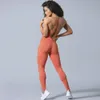 Women's Stitching Solid Color One Piece Seamless Yoga Pants Set Slim Hip-up Leggings Pant Women