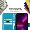 Wallet telefoonhoesjes voor iPhone 14 13 12 11 Pro Max X XS XR 7 8 Plus vier blad klaver in reli￫f PU lederen flipstandklep met kaartslots