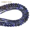 Outras contas redondas de pedra natural de Sodalite Blue Polish Matte Polish para jóias para fazer jóias Fita de colar de bracelete DIY 15 '' 4/6/8/10 mm Wynn22