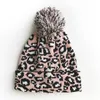 Beanieskull bonés outono e inverno quente moda personalidade leopardo impressão grande bola tricô lã manga cabeça flangeando hat5589892