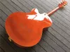 6120SSU Brain Setzer Orange Flame Maple Top Hollow Body Electric Guitar Double F holes, Bigs Tremolo Bridge, Gold Hardware, Fingernail Inlay