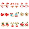 Cartoon Christmas Stud Örhängen Stick Crystal Rhinestone Snögubbe Handskar Hat Bell Apple Earring Ladies Smycken