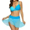 3 stycken bikini set push up baddräkt kvinnor med kjol hög midja badkläder kvinnlig baddräkt mayo beachwear swimming 210629