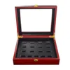 17 Holes Sports Championship Big Heavy Ring Display Wooden Box Black Velvet Inside 24 * 20 * 7cm