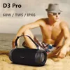 W-King D3 Pro Outdoor Bluetooth5.0 Högtalare med mikrofon 60W stereo subwoofer Vattentät hög effekt 10000mAh 3D surroundljud Vidson TWS bärbar högtalare