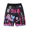 Streetwear shorts män tecknad flamma graffiti rolig tryckt sommar strand kort byxor hip hop bermuda mode punk par 210806
