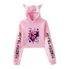 Felpe con cappuccio da uomo Felpe Helluva Print Cat Cropped Girl Manica lunga Pullover con cappuccio Crop Top Sweet Sexy Loose Tide Style 2021 Panno