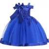 2021 Summer Shoulderless Girl Party Dress Elegant For Kids Dresses Girls Children Clothing Wedding Princess Dress Dropshipping Q0716