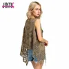 Jastie Hippie Froral Patch Design Gilet Rétro Vintage Crochet Summer Beach Cover Up Top Asymétrique Point Ouvert Kimono Cardigain 201027