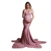 2021 Schoonheid Lavendel Plus Size Zwangere Dames Mermaid Sweetheart Nachtkleding Jurk Tule Nachthemden voor Photoshoot Lingerie Bathrobe Nightwear Baby Shower