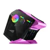 Evesky Little Monster RGB Computer Case CPU M-ATX Водяное охлаждение Двусторонние прозрачные стеклянные игровые шасси - розовый