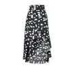 Jupes longues femmes taille haute blanc léopard floral volants midi vêtements d'été décontracté dames noir asymétrique fente jupe à glissière 210708