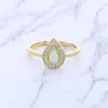 Wedding Rings Spring Jewelry Finger Crystal Opal Heart Tear Drop For Women Lover CZ Ring Female Engagement Party Ship