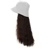 2021 boné de pescador feminino com onda estilo encaracolado peruca ajustável anexado cabelos longos moda multifunções de praia