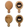 Apribottiglie in legno di bambù a forma di padella da 10 pezzi con manico sottobicchiere per frigorifero decorazione apribottiglie per birra Logo con incisione gratuita