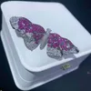 60x20mm Högkvalitativ Big Purple CZ Zirconia Butterfly Brosch