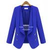 Señoras Blazer Personalidad larga Cremallera Bolsillo Chaqueta Manga Blaser Mujeres Solo botón Slim Traje Chaquetas para mujeres Otoño T200319