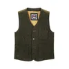 Men's Vests 2021 Rugged Gentleman Style Wool Tweed Vest Retro Men Suit Waistcoat Green