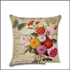 Coussin/Oreiller décoratif Textiles de maison Jardin Vintage Rose Fleur Case Coton Lin Coussin ER Bureau Canapé Voiture Jeter Taie D'oreiller Romantique