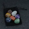 Natuursteen gepolijste energie 7 Chakra Stone Arts tuimelde Quartz Yoga Energy Bead voor genezende decoratie Velet Bag Packing Tiger Eye Amethist Agate