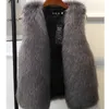 Winter Female Fur Vest Coat Warm White Black Gray Jacket Large Size 2XL Sleeveless 210915