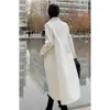 Шерстяная пальто длинной куртки зимнее пальто для женщин тонкий белый шерсть офисные дамы Femme мода одежда 210608