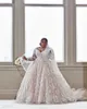 Robes de mariée grande taille luxe Ebi Aso à manches longues luxe pleine dentelle appliques africaine arabe princesse mariage robe de mariée