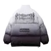 Hip Hop Veste Surdimensionnée Parka Gradient Streetwear Hommes Harajuku Coton Hiver Rembourré Manteau Chaud Outwear Bleu 211129