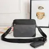 Men pochette messenger bag black gray 3 piece zipped canvas straps crossbody bag with Coin Purse Key Pouch fashion Shoulder Bags