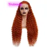 Indische Deep Wave Curly 13X4 Lace Front Perücken 350# Farbe 100 % Echthaarprodukte 12-32 Zoll