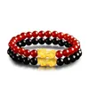 mythical lucky bracelet Pixiu lovers imitation gold natural black red beads bracelets jewelry gift