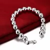 Bangle Fashion Jewelry 925 Pure Silver Plated Charm 10MM Solid Buddha Beads Hollow Beads Bracelets Gift Bag H136310o