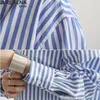 Casual Loose Women Shirts Autumn Fashion Plus Size Kimono Long Blouse Button Long Sleeve Striped Shirt Women Tops Blusa 210308