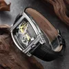 Topselling прозрачные мужские часы механические автоматические наручные часы кожаный ремешок верхний стимпанк самообладающие часы мужской монр Homme часы