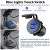 New Switch 36W Touch QC3.0 USB Charger Socket Waterproof Universal Motorcycle Truck Car Lighter Socket Plug For Phone Tablet DVR GPS