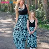 Moderdotterklänning Familj Matchande kläder Neon Coral Black Damask Maxi Dress Baby Girl Summer Mommy and Me Clothes Dresses 2104424034