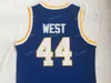 남자 웨스트 버지니아 이스트 은행 고등학교 등산객 Jerry 44 # West Jerseys Blue 자수 농구 유니폼