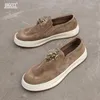 Sapatos de couro dos homens de luxo sapatos de couro anti drepe homens um pé espessura sola turn peles casual conjunto de prancha zapatos hombre a96