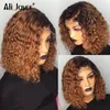 Lace Wigs Curly Bob Peruca 4x4 Encerramento Para As Mulheres Ombre Parte Human Hair 1B30 Cor 13x1 Brazillian Ali Joyce